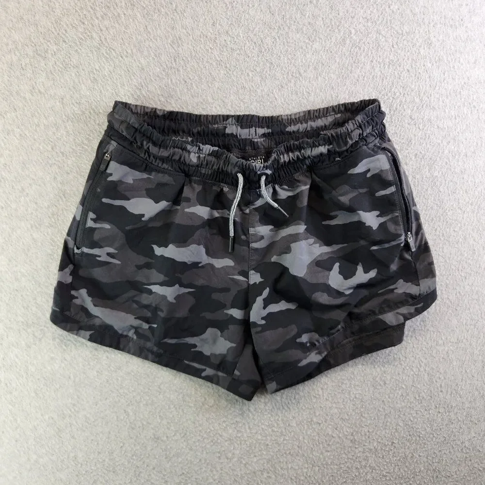 Athleta Girl Shorts Girls XXL Gray Camo All Play 3 Short Zip Pockets Athleisure - Picture 15 of 15